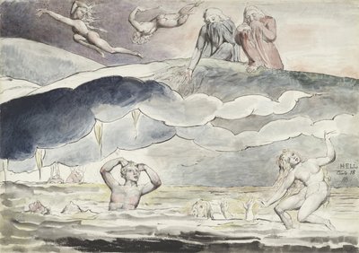 Dante and Virgil gazing into the Ditch of Flatterers, illustration to the 